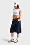 Women's Indigo Color 7S5-50 Skater Fit Maxi Length Loose Cut 100% Cotton Denim Bermuda Shorts - 5