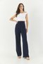Women's Navy Blue Velcro Waist Comfortable Palazzo Trousers 3826 60261150 - 3