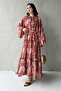 Efsa Floral Patterned Chiffon Dress-Beige - 8