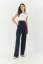 Women's Navy Blue Velcro Waist Comfortable Palazzo Trousers 3826 60261150 - 5
