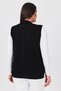 Women's Black Glittery Striped Seasonal Mother Summer Vest with Buttons and Pockets - 5