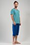 Men's V Neck Short Sleeve Capri Pajama Set 
 , 111172 - 2
