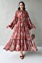 Efsa Floral Patterned Chiffon Dress-Beige - 3