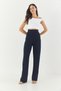 Women's Navy Blue Velcro Waist Comfortable Palazzo Trousers 3826 60261150 - 4