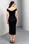 Women's Black Shoulder Open Cross Strap Midi Dress 13650 - 3