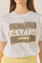 Women's White Printed Stone Detailed Regular Fit Cotton T-Shirt 8136 60283302 - 5