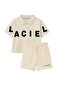 Boy's Laci'El Paris Sleeve Logo Detailed Bottom-Top Suit Cream - 3