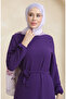 Purple Elastic Sleeve Belted Dress - 1015-04 - 4