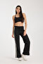 Women's Black Striped Diver/Scuba Fabric Sports Knitted Sweatpants - 4