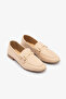 Beige Genuine Leather Chain Buckle Women's Loafer - 2