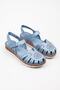 Women's Genuine Leather Orthopedic Closed-Toe Blue Sandals - 5