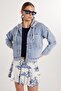 Women's Regular Fit 100% Cotton Removable Hooded Blue Shirt