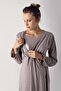 Women's Long Sleeve Cotton Flexible Maternity Dressing Gown Nightgown Set 13400 - 4