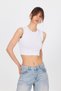White Crew Neck Crop Tank Top 9189m