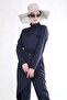 Allerli Navy Blue Design Hijab Parachute Fabric Jumpsuit Swimsuit