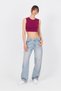 Claret Red Crew Neck Crop Tank Top 9189m - 7