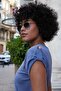 Women's Modal Combed Wide Crew Neck Off Shoulder Epaulette Short Sleeve T-Shirt Blouse-Indigo - 5