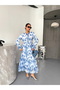Patterned Belted Chiffon Dress - 3