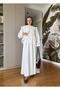 Modal Woven Fabric Double Suit with Ruffled Lace Skirt Ecru