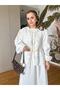 Modal Woven Fabric Double Suit with Ruffled Lace Skirt Ecru - 7