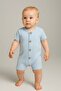 Short Sleeve Wooden Buttoned Organic Jumpsuit Baby Set