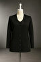 Women's Black Thin Combed Cotton Cardigan