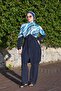 Lena Model Blue Butterfly Pattern Design Hijab Swimsuit Set - 3