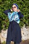 Lena Model Blue Butterfly Pattern Design Hijab Swimsuit Set