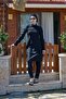 Belinda Bead Detailed Black Double Design Hijab Swimsuit
