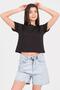 Black Crew Neck Short Sleeve Knitted Women's Crop