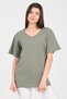 Green V-Neck Short Sleeve Boyfriend Women's T-Shirt