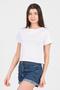 White Crew Neck Short Sleeve Knitted Women's Crop - 3