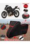 QJ SRK700 Tarpaulin BLACK Topcase Rear Bag Compatible Motorcycle Tarpaulin (Red Stitched)