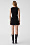 Druid Women's Crew Neck Slim Mini Zero Sleeve Black Dress - 5