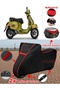 Vespa Gts 300 Tarpaulin Black Topcase Rear Bag Compatible Motor Tarpaulin (Red Stitched)