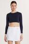 Women's Slim Fit Modal Fabric Cotton Crew-Neck Navy Blue Blouse - 2