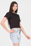Black Crew Neck Short Sleeve Knitted Women's Crop - 3