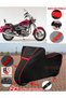 Kanuni Caracal 200 Tarpaulin Black Motorcycle Tarpaulin Engine Cover Tent (Red Stitched)