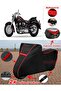 Yamaha Xvs 250 Drag Star Tarpaulin Black Topcase Rear Bag Compatible Motor Tarpaulin (Red Stitched)