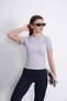Crop Slim Fit Cotton Lycra T-Shirt-Gray Melange - 7