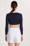 Women's Slim Fit Modal Fabric Cotton Crew-Neck Navy Blue Blouse - 5
