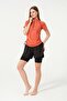 Short Sleeve Half Zip Quick Dry Fabric Shorts Women's Semi-Covered Swimsuit with Leggings - 6