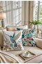 Double Sided Printed Set of 2 Suede Throw Pillow Covers - Bird Embroidery Look