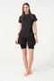 Short Sleeve Half Zip Quick Dry Fabric Shorts Women's Semi-Covered Swimsuit with Leggings - 4