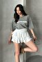 Women's Ruffled Raschel Mini Skirt with Shorts