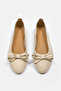Genuine Leather Simple Bow Detailed Casual Women's Ballerinas - 6