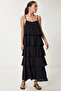 Layered Summer Long Linen Dress BLACK LNS0040