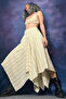 Silvery Knitwear Asymmetric Striped Beige Skirt - 6