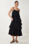 Layered Summer Long Linen Dress BLACK LNS0040 - 4