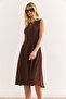 Women's Straight Bitter Brown Pocket Flared Dress Elb-19000480 - 5
